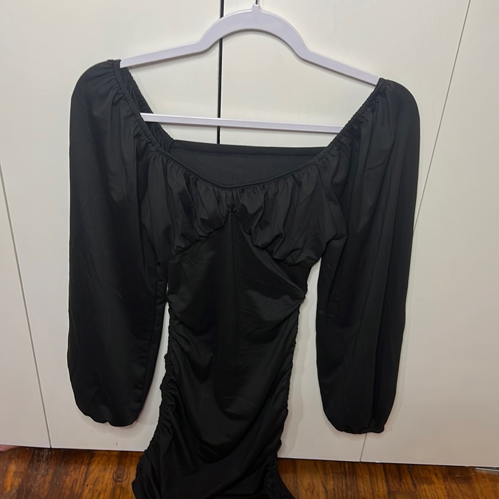 Body-con puffed sleeves dress- SHEIN